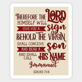 They Shall Call His Name Immanuel - Isaiah 7:14 - Bible Verse - Christian Christmas Sticker